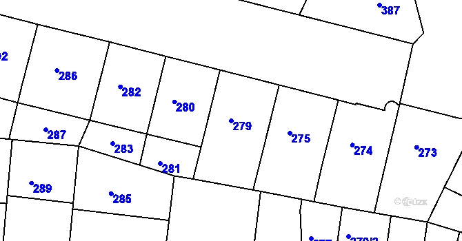 Parcela st. 279 v KÚ Žižkov, Katastrální mapa