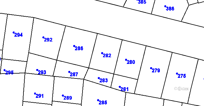 Parcela st. 282 v KÚ Žižkov, Katastrální mapa