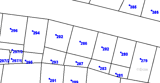 Parcela st. 286 v KÚ Žižkov, Katastrální mapa