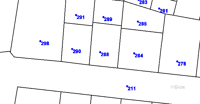 Parcela st. 288 v KÚ Žižkov, Katastrální mapa