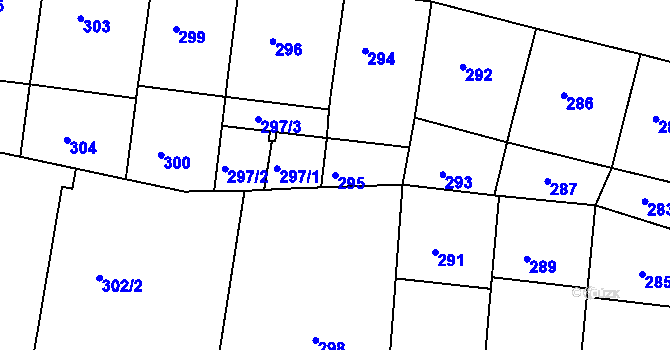 Parcela st. 295 v KÚ Žižkov, Katastrální mapa