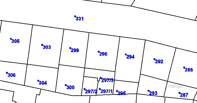 Parcela st. 296 v KÚ Žižkov, Katastrální mapa