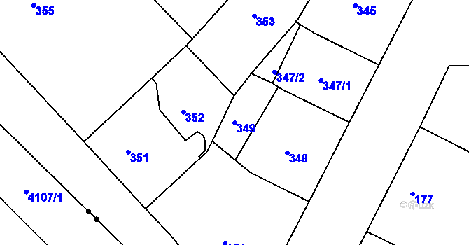 Parcela st. 349 v KÚ Žižkov, Katastrální mapa