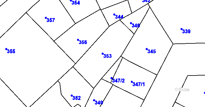 Parcela st. 353 v KÚ Žižkov, Katastrální mapa