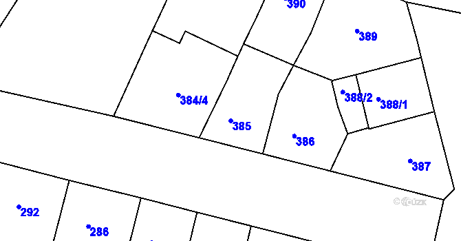 Parcela st. 385 v KÚ Žižkov, Katastrální mapa