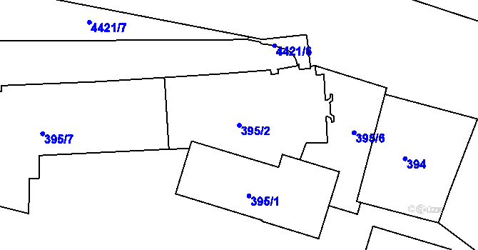 Parcela st. 395/2 v KÚ Žižkov, Katastrální mapa