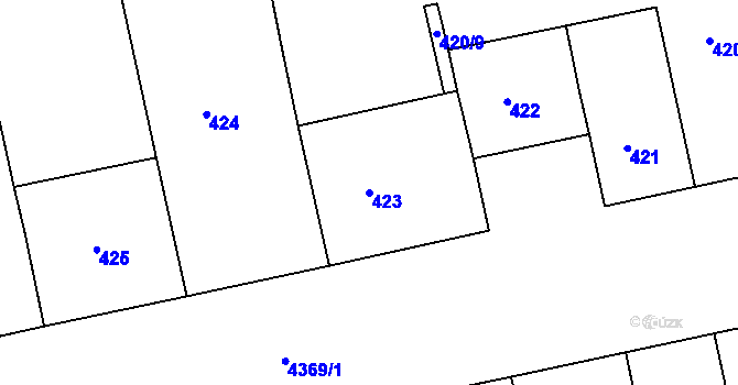 Parcela st. 423 v KÚ Žižkov, Katastrální mapa