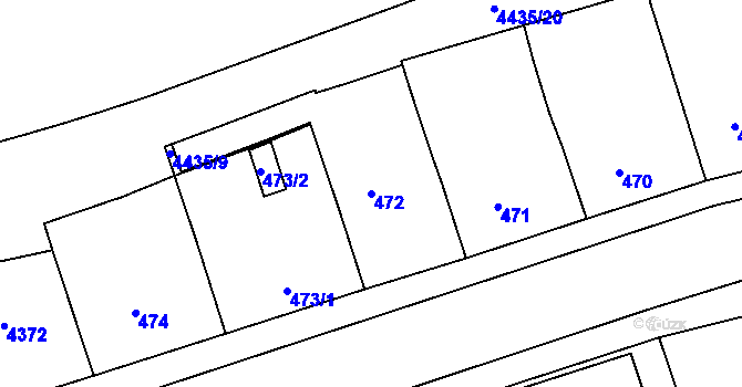 Parcela st. 472 v KÚ Žižkov, Katastrální mapa