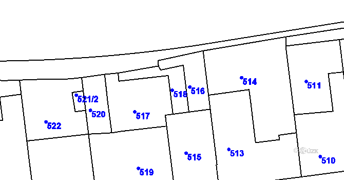Parcela st. 518 v KÚ Žižkov, Katastrální mapa