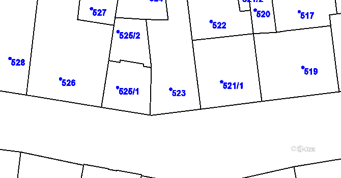 Parcela st. 523 v KÚ Žižkov, Katastrální mapa