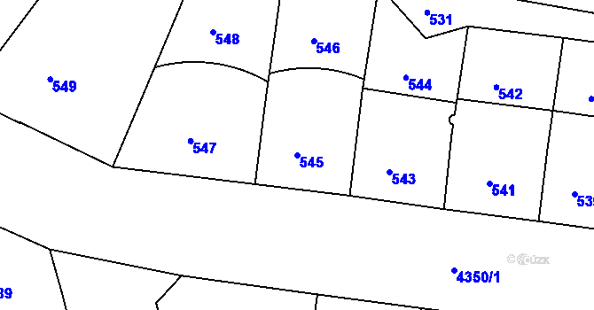 Parcela st. 545 v KÚ Žižkov, Katastrální mapa