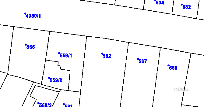 Parcela st. 562 v KÚ Žižkov, Katastrální mapa