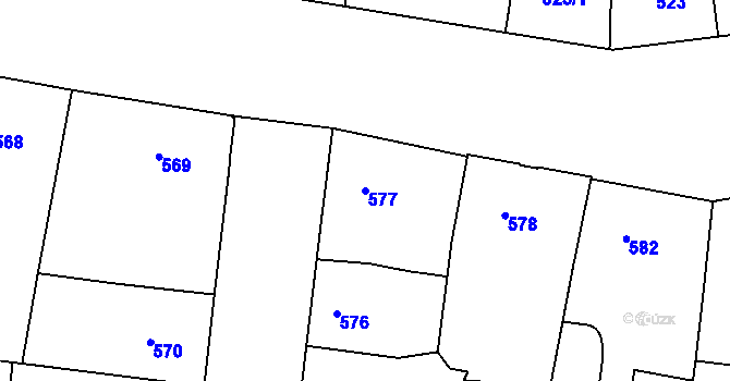 Parcela st. 577 v KÚ Žižkov, Katastrální mapa