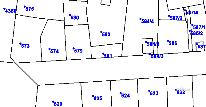 Parcela st. 581 v KÚ Žižkov, Katastrální mapa