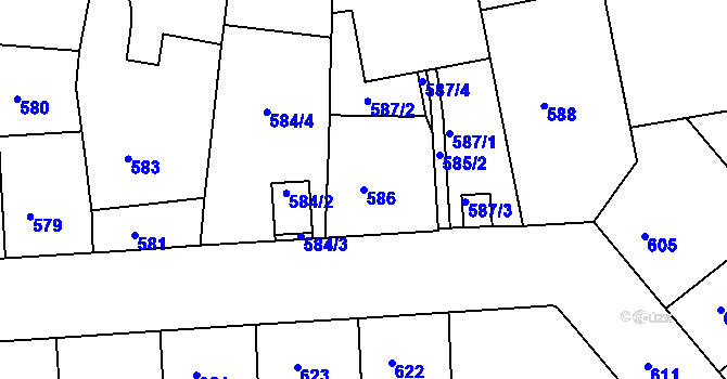 Parcela st. 586 v KÚ Žižkov, Katastrální mapa