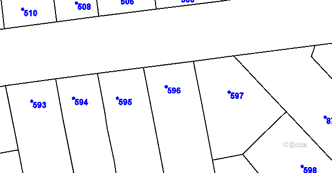 Parcela st. 596 v KÚ Žižkov, Katastrální mapa