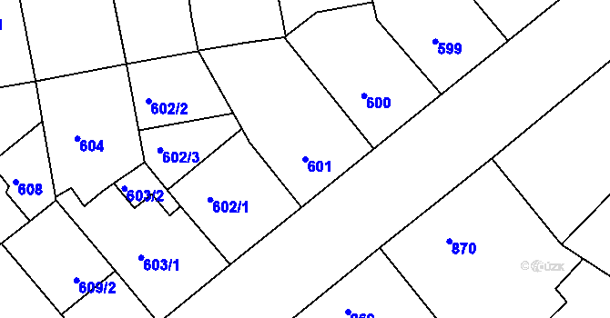 Parcela st. 601 v KÚ Žižkov, Katastrální mapa