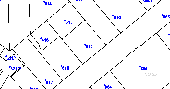Parcela st. 612 v KÚ Žižkov, Katastrální mapa