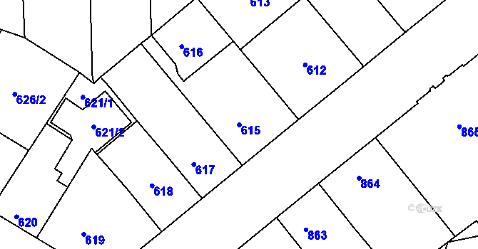 Parcela st. 615 v KÚ Žižkov, Katastrální mapa