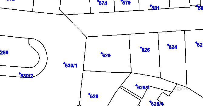 Parcela st. 629 v KÚ Žižkov, Katastrální mapa