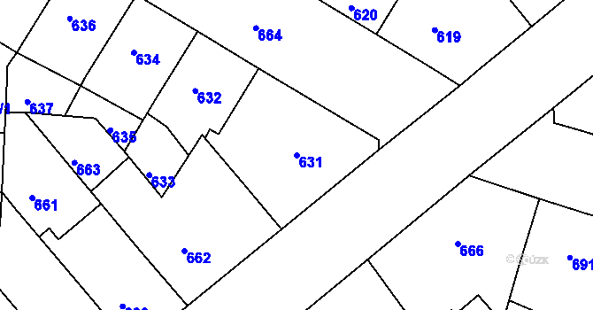 Parcela st. 631 v KÚ Žižkov, Katastrální mapa