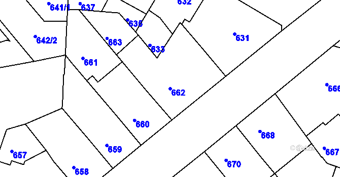 Parcela st. 662 v KÚ Žižkov, Katastrální mapa
