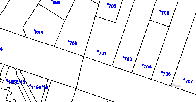 Parcela st. 701 v KÚ Žižkov, Katastrální mapa