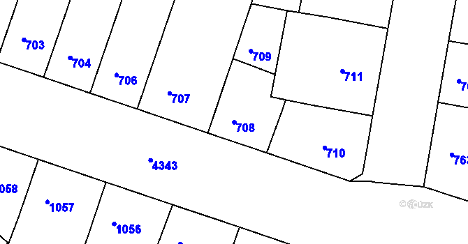 Parcela st. 708 v KÚ Žižkov, Katastrální mapa