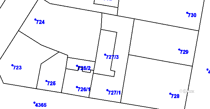 Parcela st. 727/3 v KÚ Žižkov, Katastrální mapa