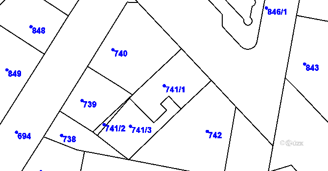 Parcela st. 741/1 v KÚ Žižkov, Katastrální mapa