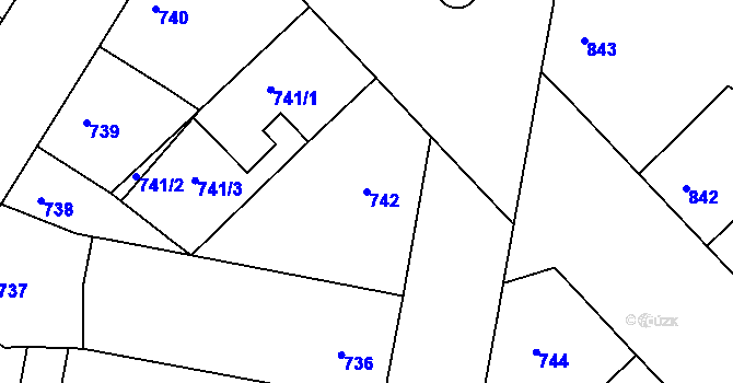 Parcela st. 742 v KÚ Žižkov, Katastrální mapa