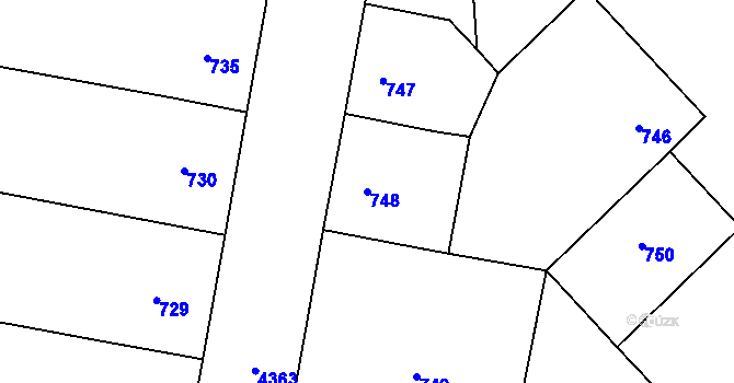Parcela st. 748 v KÚ Žižkov, Katastrální mapa
