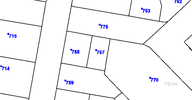 Parcela st. 757 v KÚ Žižkov, Katastrální mapa