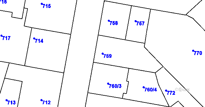 Parcela st. 759 v KÚ Žižkov, Katastrální mapa