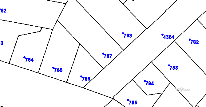 Parcela st. 767 v KÚ Žižkov, Katastrální mapa