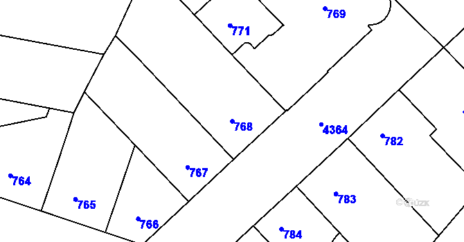 Parcela st. 768 v KÚ Žižkov, Katastrální mapa