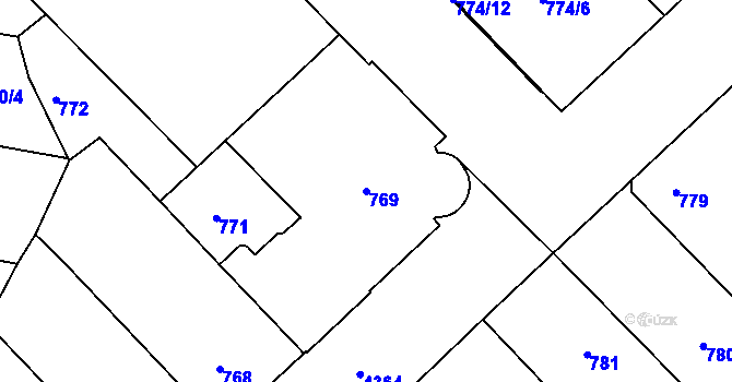Parcela st. 769 v KÚ Žižkov, Katastrální mapa