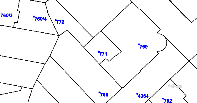 Parcela st. 771 v KÚ Žižkov, Katastrální mapa