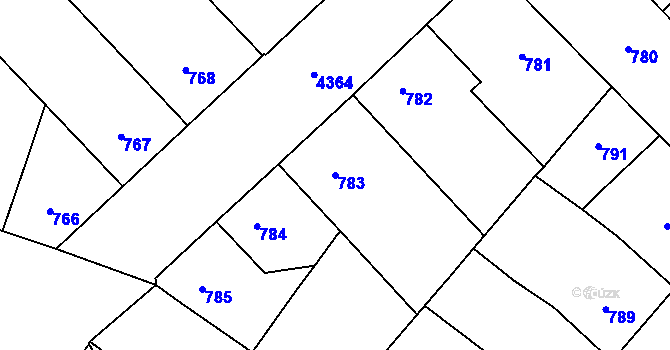 Parcela st. 783 v KÚ Žižkov, Katastrální mapa