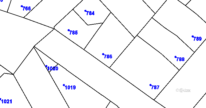 Parcela st. 786 v KÚ Žižkov, Katastrální mapa