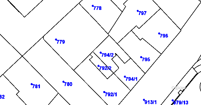 Parcela st. 794/2 v KÚ Žižkov, Katastrální mapa
