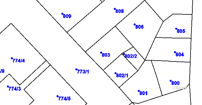 Parcela st. 803 v KÚ Žižkov, Katastrální mapa