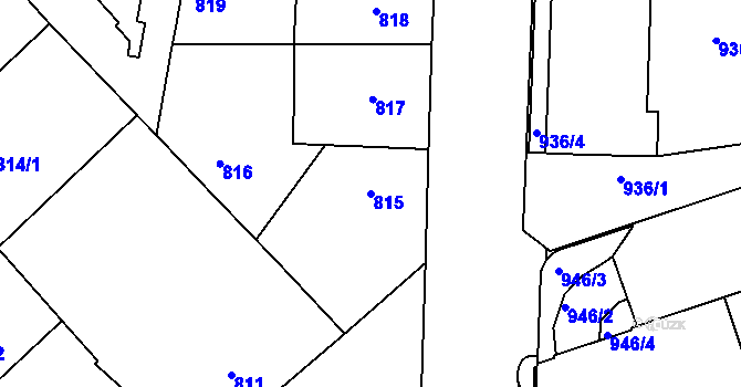 Parcela st. 815 v KÚ Žižkov, Katastrální mapa