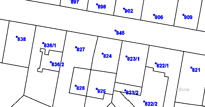Parcela st. 824 v KÚ Žižkov, Katastrální mapa