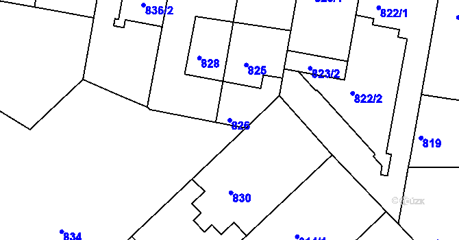 Parcela st. 826 v KÚ Žižkov, Katastrální mapa