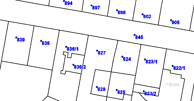 Parcela st. 827 v KÚ Žižkov, Katastrální mapa