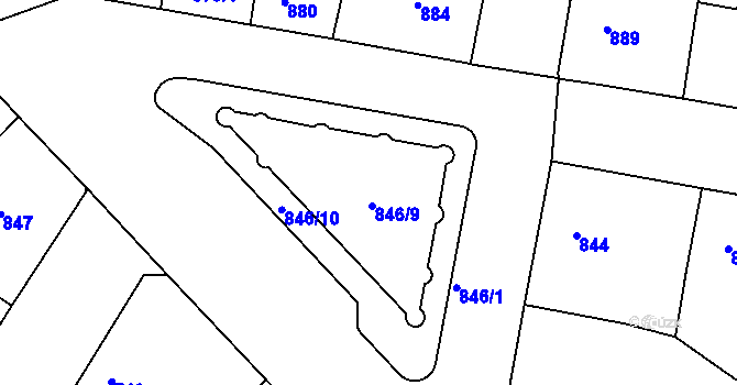Parcela st. 846/5 v KÚ Žižkov, Katastrální mapa