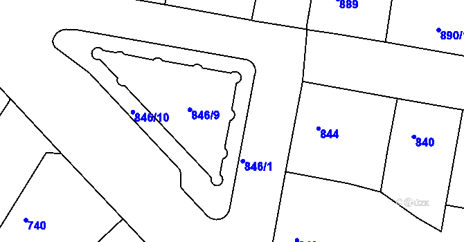 Parcela st. 846/7 v KÚ Žižkov, Katastrální mapa