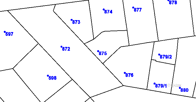Parcela st. 875 v KÚ Žižkov, Katastrální mapa