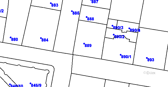 Parcela st. 889 v KÚ Žižkov, Katastrální mapa